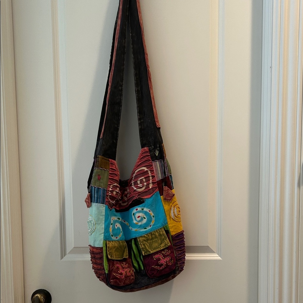 Rising International ZipUp Nepal Patchwork crossbody Shoulder boho hippie Bag